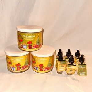 BBW Feliz Navidad Champurrado Candles + Wallflower Set